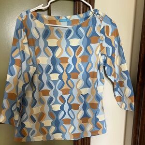 J McLaughlin Boat Neck 3/4 Sleeve Shirt Size L